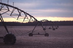 Irrigation rig at dusk